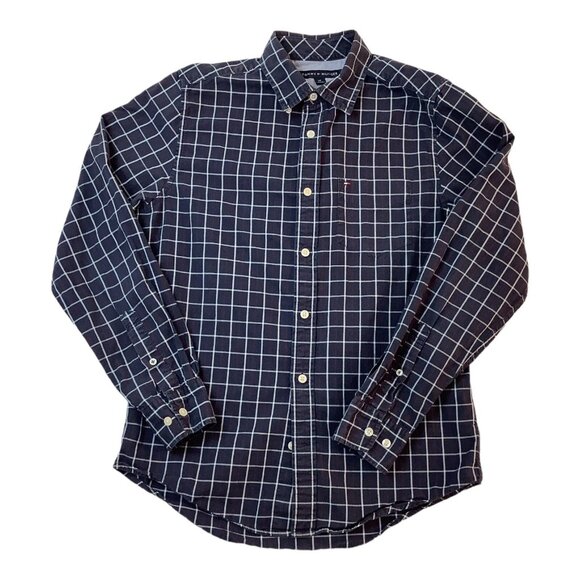 Tommy Hilfiger Blue Checks Long Sleeve Button Up Cotton Shirt Mens Size Small - Picture 2 of 8